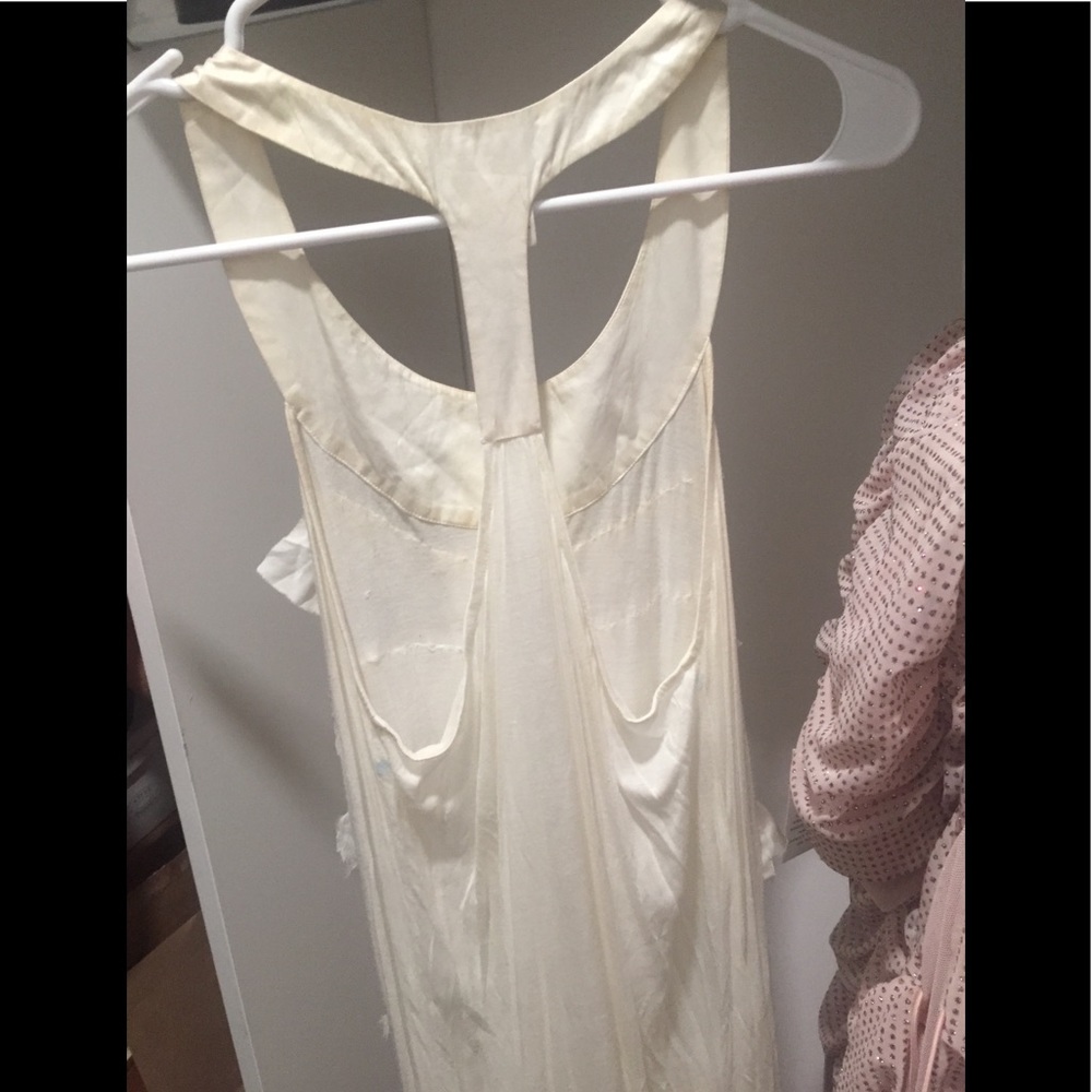 Marciano Romantic Ivory ruffled Cream Silk ruched top tunic S 90’s - Picture 8 of 10
